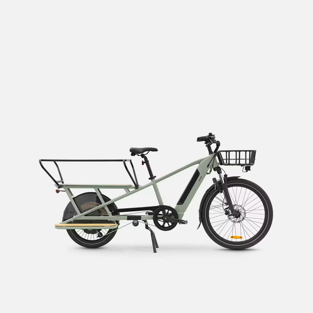 Vélo cargo électrique BTWIN longtail chargement arrière R500E
