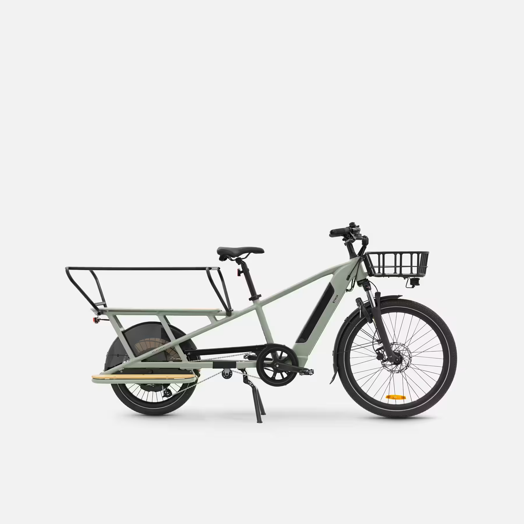 Vélo cargo électrique BTWIN longtail chargement arrière R500E