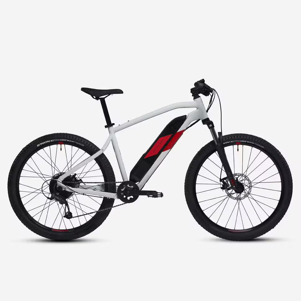 VTT électrique semi-rigide ROCKRIDER 27,5" - E-ST 100 Blanc Rouge