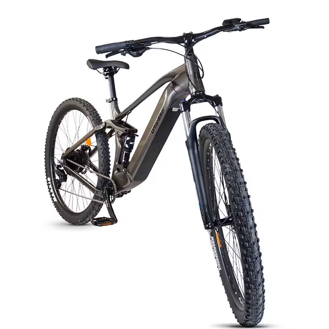 VTT Électrique Tout Suspendu URBANBIKER UB400B | Autonomie jusqu'à 140 km | Gris