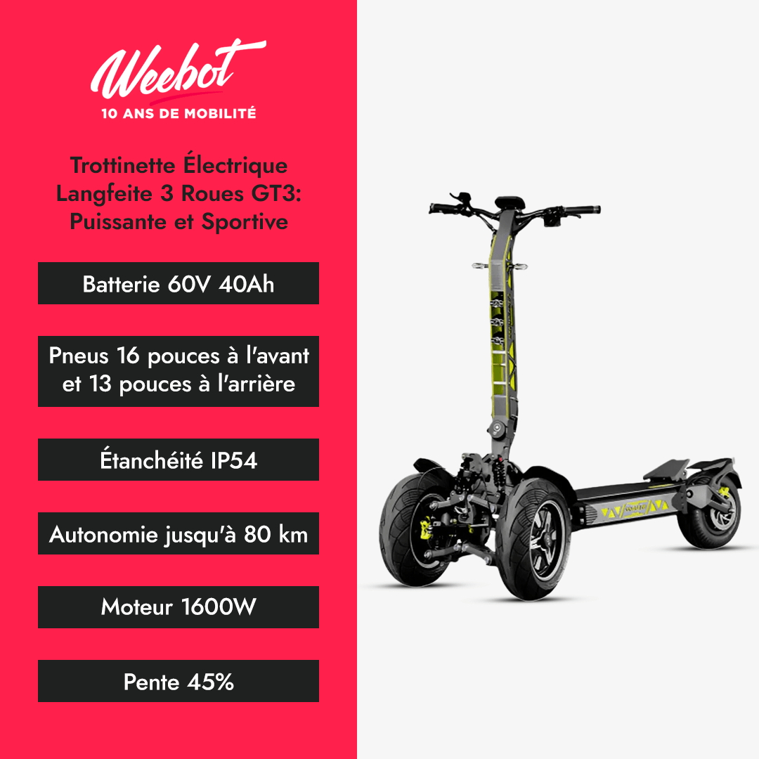 Trottinette Électrique Langfeite 3 Roues GT3